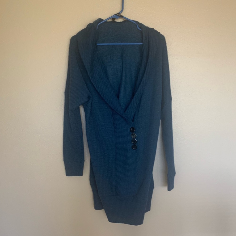 Blue sweater dress